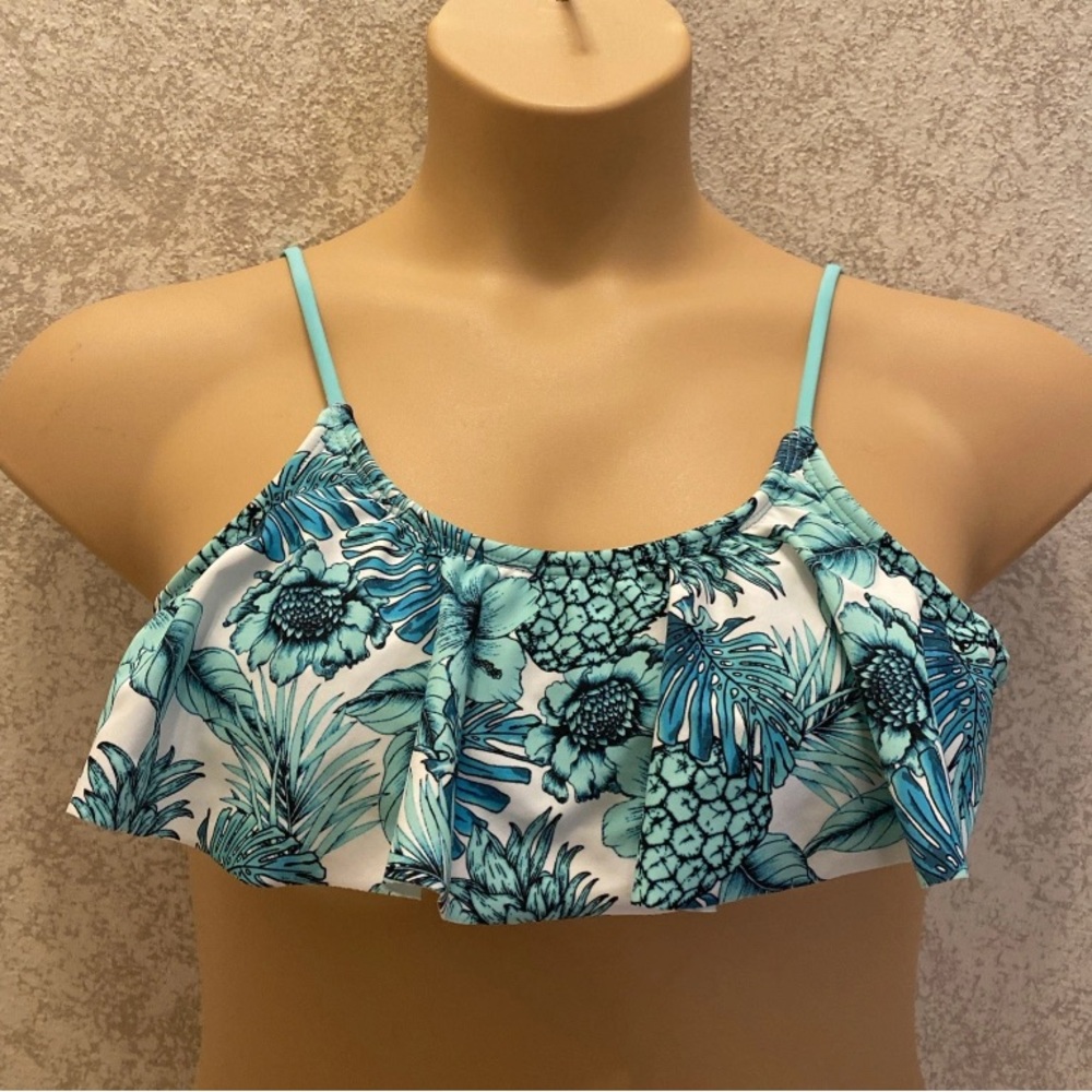 SO Tropical Blue and Green Bikini Top